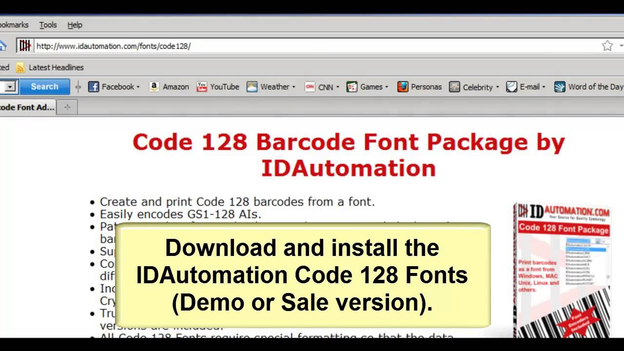 Microsoft Word Code 128 Barcode Excel